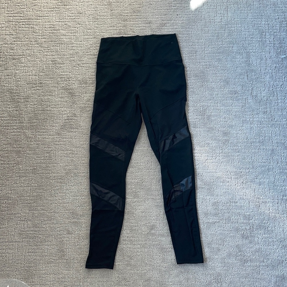 Black sheer and solid leggings